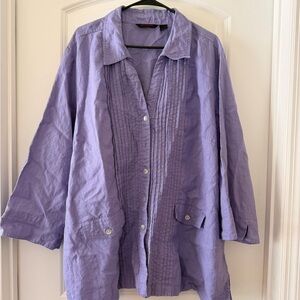 Lavender Linen button-up Blouse | Relaxed Everyday Style | Plus 3X